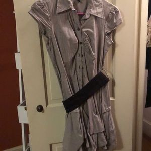 Brown white dress with belt